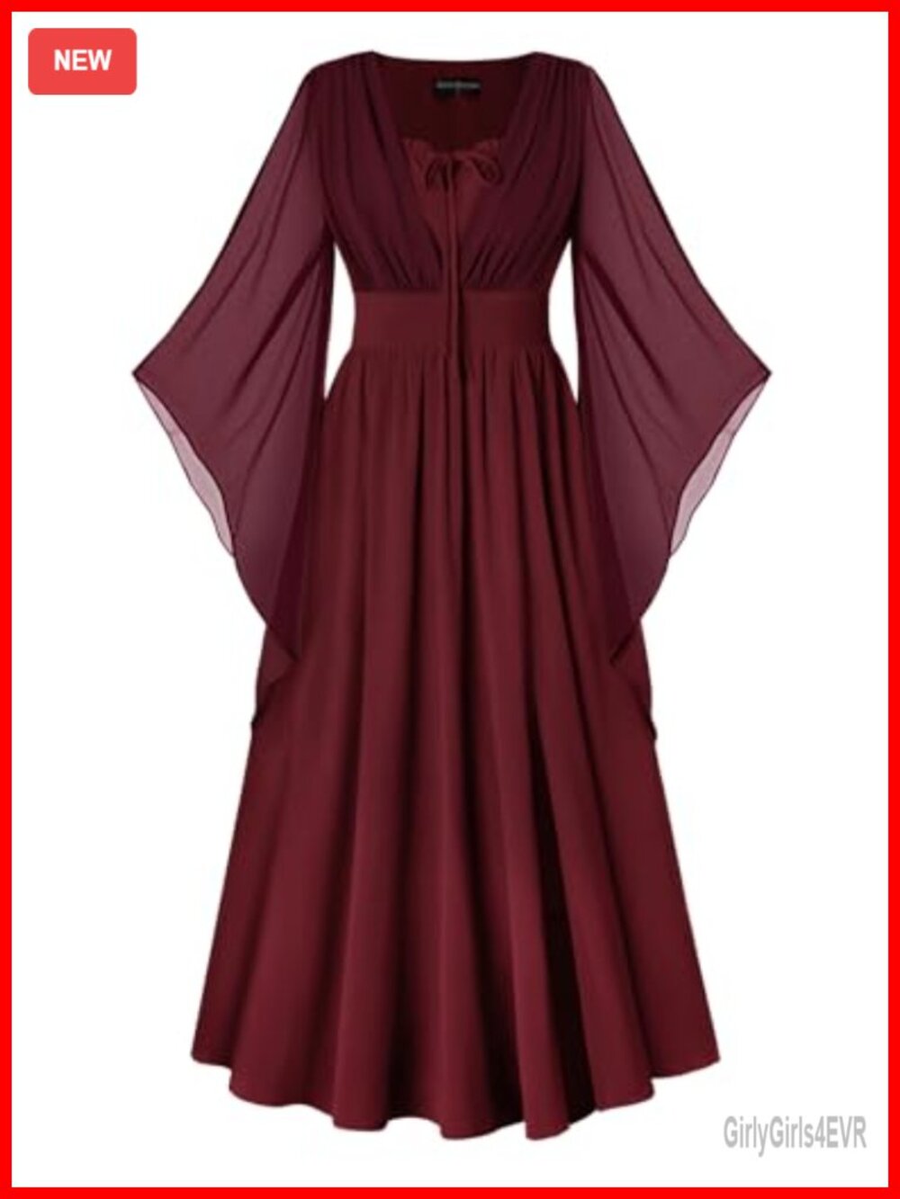 Renaissance Maxi Dress Front Slit A-Line 3/4 Sleeve Costume